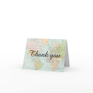 Thank You Invitations - Multicolor World Map