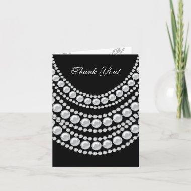 Thank You Invitations White Pearls On Black