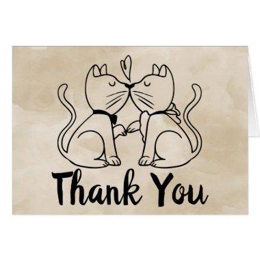 Thank You Cat Lover Wedding Kittens Tan Watercolor