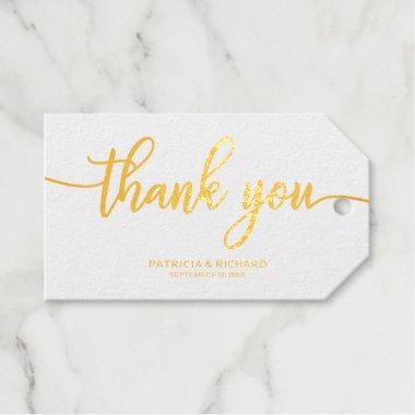 Thank You - Chic Calligraphy Wedding Favor Foil Gift Tags