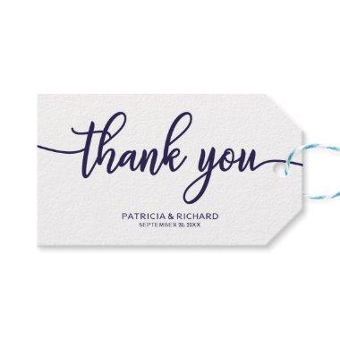 Thank You Chic Navy Blue Wedding Favor Tags