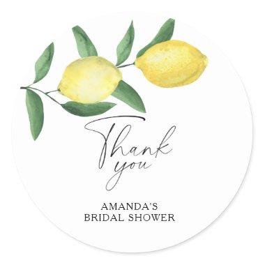 Thank you - Citrus Lemon - Bridal shower Classic Round Sticker