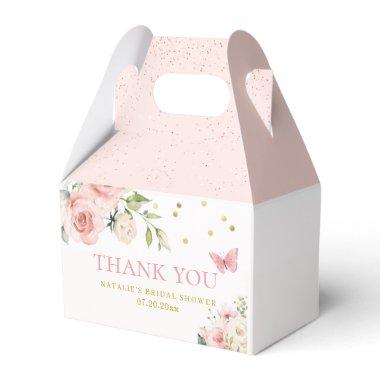 Thank You Cute Watercolor Floral Pink Gold Glitter Favor Boxes