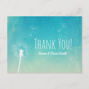 Thank You | Dandelion Blowing Elegant Watercolor PostInvitations