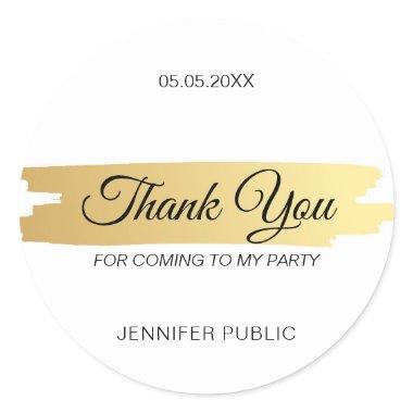 Thank You Elegant Hand Script Gold Template Classic Round Sticker