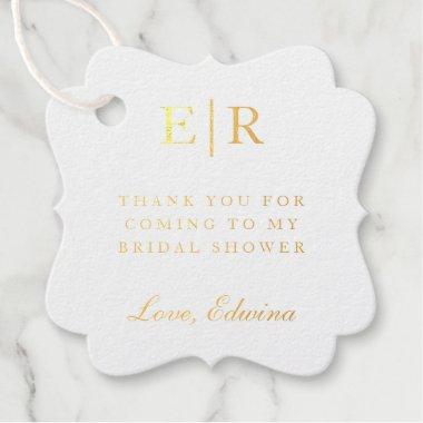 Thank You Elegant Monogram Gold Foil Bridal Shower Foil Favor Tags