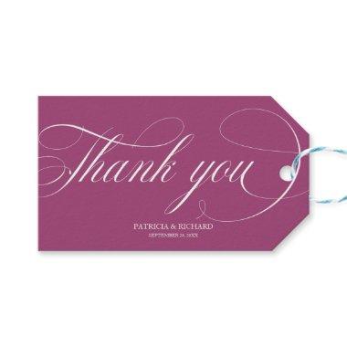 Thank You - Elegant Pink Cassis Wedding Favor Tags