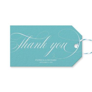 Thank You - Elegant Purist Blue Wedding Favor Tags