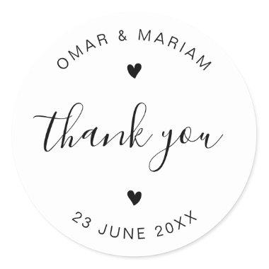 Thank You Elegant Quote with Black Text Classic Round Sticker