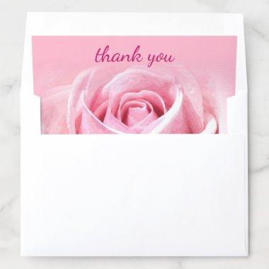 Thank You Elegant Watercolor Pink Rose Floral Envelope Liner