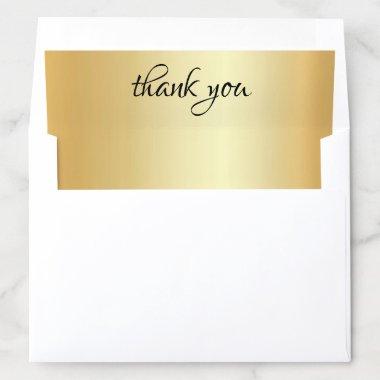 Thank You Faux Gold Template Handwritten Elegant Envelope Liner