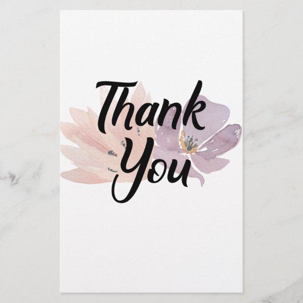 Thank You Favor Floral Stationery