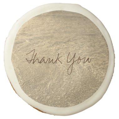 Thank You Favor Gift Clear Ocean Water Gold Sepia Sugar Cookie