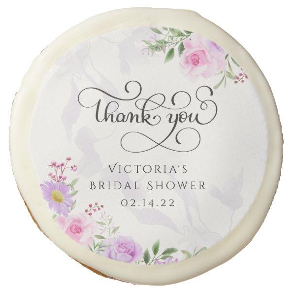 Thank You Floral Elegant Bridal Shower Sugar Cookie