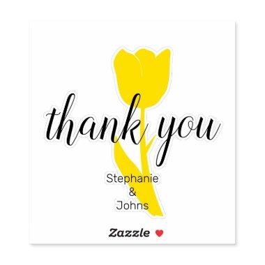 Thank You Floral Yellow Tulips Custom Wedding 2022 Sticker