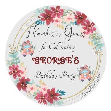 Thank You For Celebrating Birthday Party Classic Round Sticker