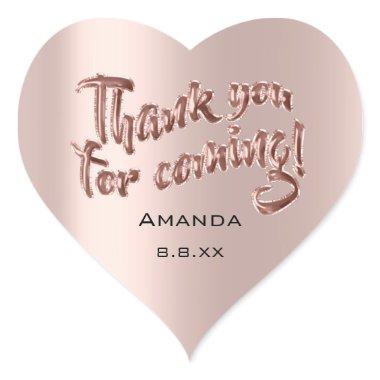 Thank You For Coming Heart Rose Bridal Wedding Bab Heart Sticker