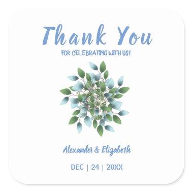Thank You for Coming Wedding Eucalyptus Greenery Square Sticker