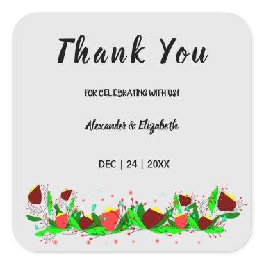 Thank You for Coming Wedding Flowers Square Sticker