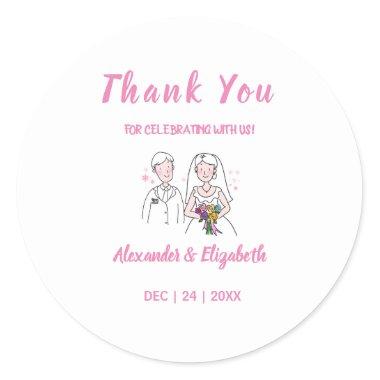 Thank You for Coming Wedding Pink Love Classic Round Sticker