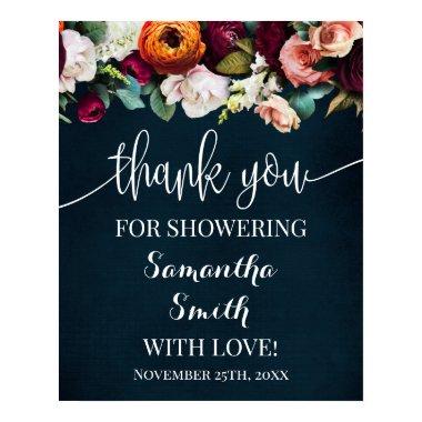 Thank you for Showering Bride Wine Navy Sign