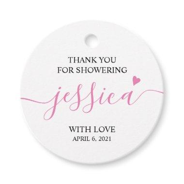 Thank You For Showering Girl Baby Shower Favor Tags