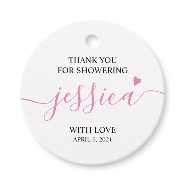 Thank You For Showering Girl Baby Shower Favor Tags