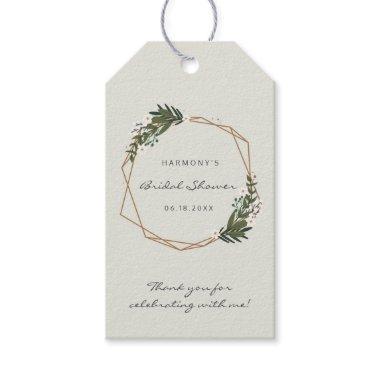 Thank You Geometric Frame Greenery  Gift Tags