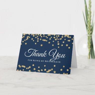 Thank You Gold Faux Glitter Confetti Navy