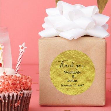 Thank You Gold Foil Wedding Gift Favor Custom Classic Round Sticker