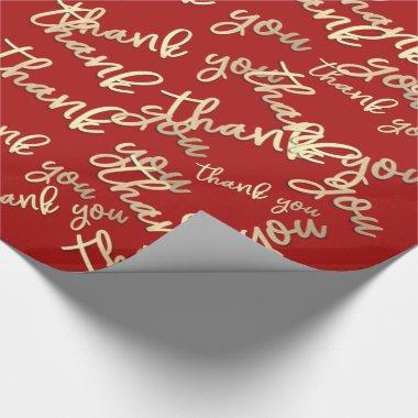 Thank You Gold Script Burgundy Wedding Favor Wrapping Paper