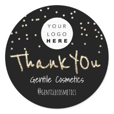 Thank You Gold Sweet 16th Logo Black Confetti Classic Round Sticker