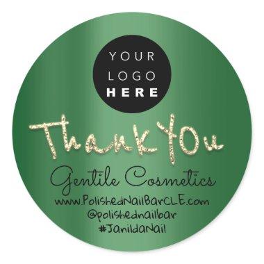 Thank You Gold Sweet 16th Logo Name Green Cali Classic Round Sticker