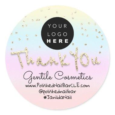 Thank You Gold Sweet 16th Logo Name Pink Pastel Classic Round Sticker