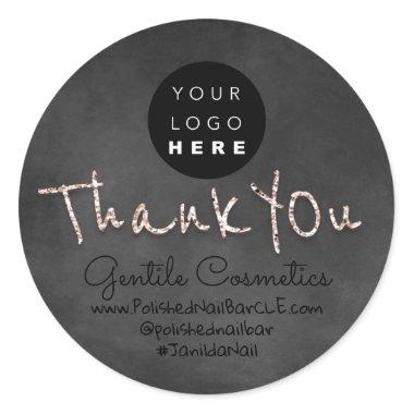 Thank You Gold Sweet 16th Logo Name Rose Black Classic Round Sticker