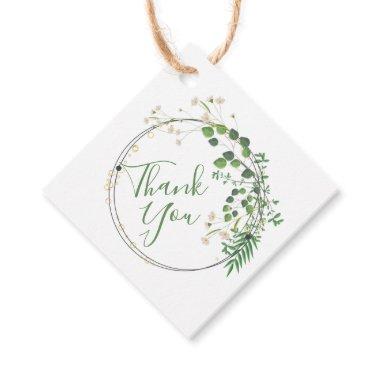 Thank You Greenery Tiny Flowers Wreath Favor Tags