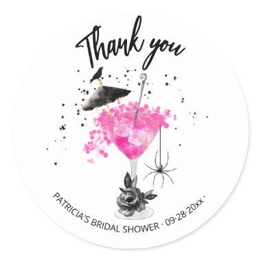 Thank You Halloween Cocktail Bridal Shower Classic Round Sticker