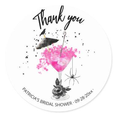 Thank You Halloween Cocktail Bridal Shower Classic Round Sticker