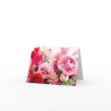 Thank You Handwritten Script Watercolor Roses Chic