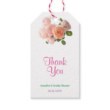 Thank You Handwritten Text Watercolor Roses Modern Gift Tags