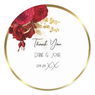 Thank You Heart Bridal Sweet16th Gold Wreath White Classic Round Sticker