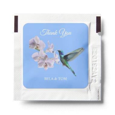 Thank you hummingbird & flowers on light blue hand sanitizer packet
