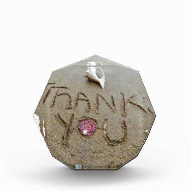 Thank you in the sand shells & beach acrylic award