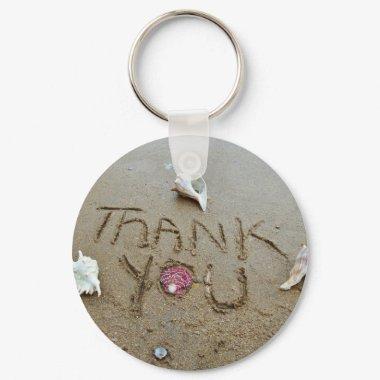 Thank you in the sand shells & beach keychain