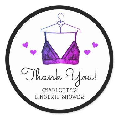 Thank You Lace Watercolor Lingerie Bridal Shower Classic Round Sticker