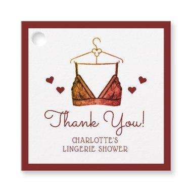 Thank You Lace Watercolor Lingerie Bridal Shower Favor Tags