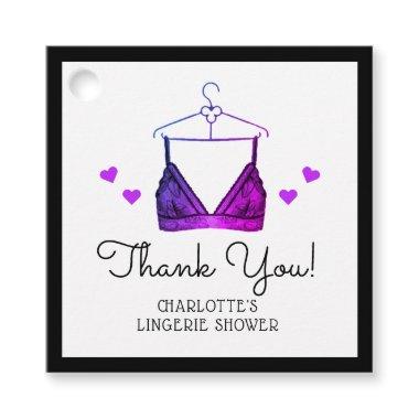 Thank You Lace Watercolor Lingerie Bridal Shower Favor Tags