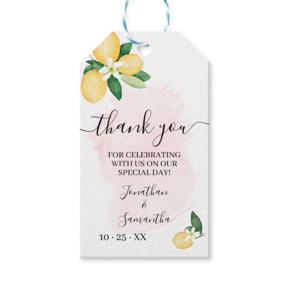 Thank you Lemons Pink Bridal Wedding Shower Favor Gift Tags