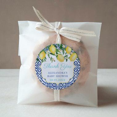 Thank You Lemons Teal Positano  Favor Classic Round Sticker