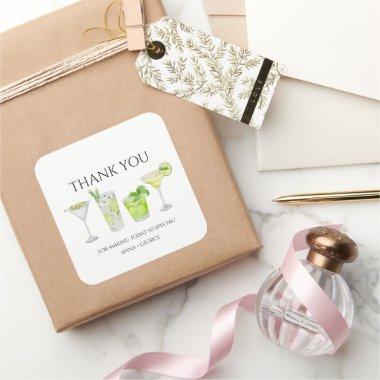 Thank you Margarita Cocktail Bridal Couples Shower Square Sticker